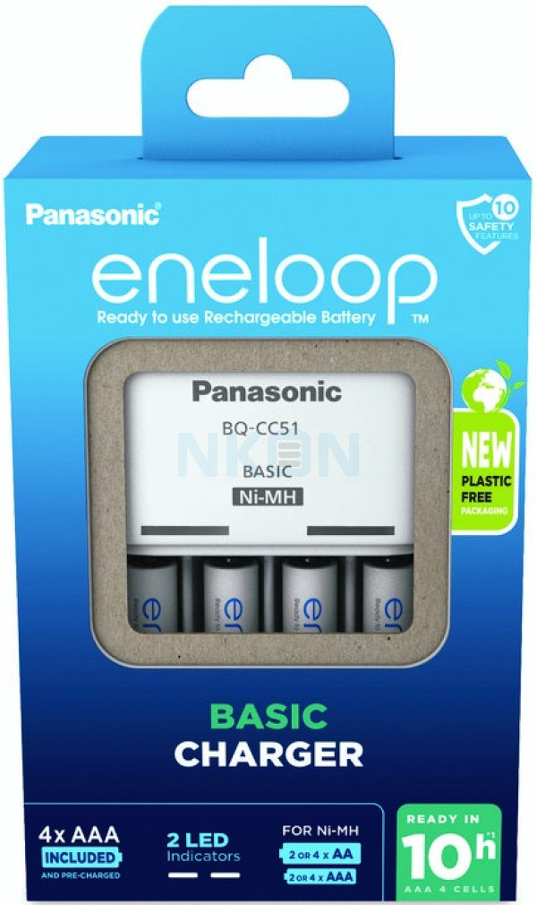 Australië ruimte wetenschappelijk Panasonic Eneloop BQ-CC51E batterijlader + 4 AAA Eneloop (800mAh)  (Kartonnen verpakking) - NiMH / NiCd - Batterijlader - Laders | NKON