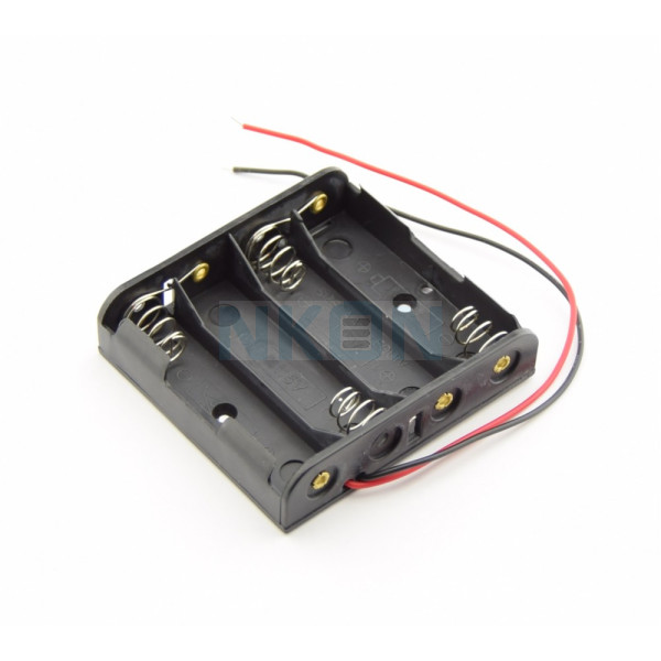4x AA Batteriefach mit losen Drähten - AA - Aufbewahrungsboxen -  Batteriezubehör